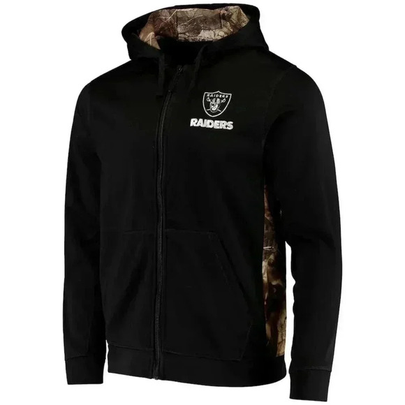 Men's Las Vegas Raiders Dunbrooke Black/Realtree Camo Decoy Tech Fleece Full-Zip - Picture 3 of 8